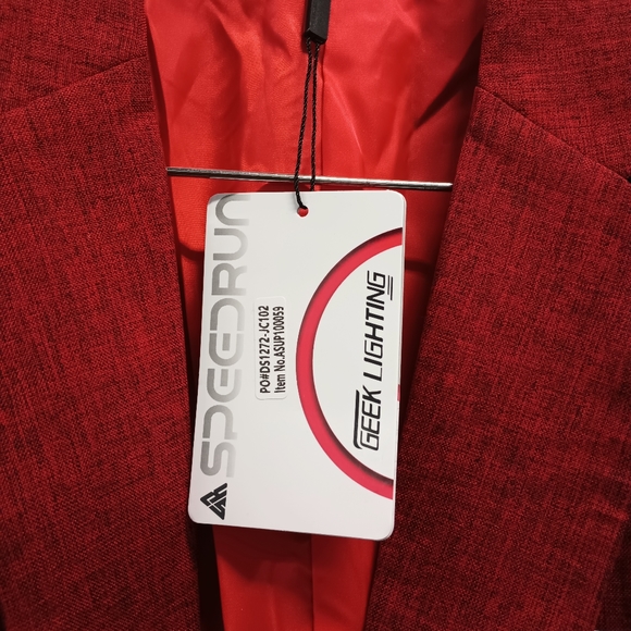 New Geek Lightning Red Single Button Dual Vent Blazer Sportcoat Size Large - Picture 9 of 14